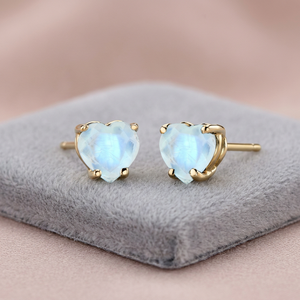 Heart Cut Moonstone <b>Stud</b> Earrings 925 <b>Silver</b> Claw Setting Women's Classic Fine Jewelry Everyday Wear - Product Image 3