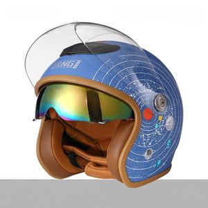 Nouveau <span class=keywords><strong>casque</strong></span> de moto vintage en ABS avec visière double pour hommes et femmes, design demi-visage ouvert pour <span class=keywords><strong>scooter</strong></span> - Product Image 6