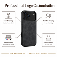 Étui magnétique pour iPhone 17 et 18, en cuir PU vintage noir mat avec cadre en TPU et plaque arrière en PC, compatible avec la charge sans fil et aimant N52