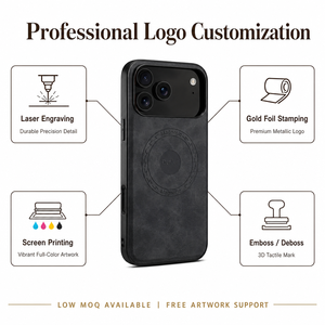 Custodia Magnetica per <span class=keywords><strong>iPhone</strong></span> 17 e 18, in Pelle PU Vintage Nera Opaca con Cornice in TPU e Retro in PC, Ricarica Wireless, Magnete N52 - Product Image 5