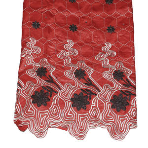 Tissu brodé en dentelle 100% coton pour femmes, lot de 5 mètres, dentelle <span class=keywords><strong>Bazin</strong></span> Riche africain, dentelle brocade Jacquard, <span class=keywords><strong>2021</strong></span> - Product Image 5