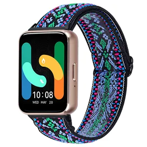 Comfortable Soft And Adjustable Woven Elastic Dual Color Headband For SamsungGalaxy Fit3/Sm-R390 For Galaxy Fit3 Nylon WatchBand