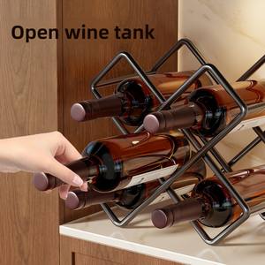 Présentoir mural empilable en <span class=keywords><strong>fer</strong></span> <span class=keywords><strong>forgé</strong></span> pour bouteilles de vin rouge, avec <span class=keywords><strong>porte</strong></span>-verres intégré, modèle Amz Hot Wire - Product Image 3