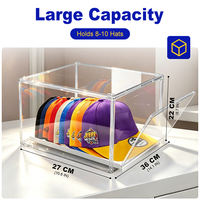 DAYOOH Présentoir à Chapeaux Empilable Multi-usage, Boîte de Rangement Magnétique Transparente pour Casquettes de Baseball avec Plateau Coulissant