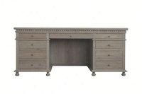 Bureau d'écriture de style rétro américain HL141, style St. James antique, sculpté à la main, design du milieu du siècle, bois de chêne vieilli