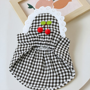 Vestido Morado a Cuadros para Perro, con Cuello Halter y Falda, Atuendo Veraniego Adorable para Razas Pequeñas como Teddy, Bichón, Pomerania y Maltés - Product Image 3
