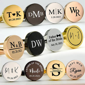 Boutons de manchette personnalisés avec logo, plaqués or, en acier inoxydable, bijoux de luxe, géométriques, D15 mm, 18 mm, 20 mm, boutons de manchette ronds pour hommes - Product Image 2