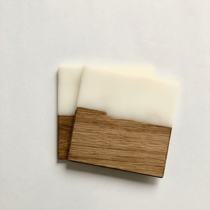Juego de Posavasos Cuadrados de Resina y Madera Estilo Río, Hechos a Mano, Decorativos, 350 mm de Diámetro, 5 mm de Grosor, MN EXPORTS Coffee - Product Image 1