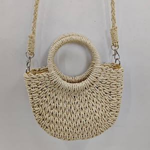 Borsa da spiaggia lavorata <span class=keywords><strong>a</strong></span> <span class=keywords><strong>mano</strong></span> di design da donna alla moda estiva in tinta unita borsa da spiaggia resistente chiusura aperta per la primavera autunnale - Product Image 5