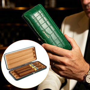 Humidor de voyage portable Guevara Modern Luxury Frosted à 3 doigts, en bois de cèdre espagnol, boîte de rangement pour cigares, étui cadeau avec logo personnalisé - Product Image 6