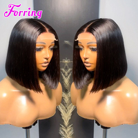 Perruques Bob 250g 8-10 pouces avec closure Kim 13x6, perruque frontale en dentelle HD sans colle, extensions de cheveux humains vietnamiens bruts pour femmes noires