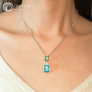 OUCHEN kalung liontin berlian dewasa untuk wanita, perhiasan Lab emas 9k emas <span class=keywords><strong>14k</strong></span> emas 18k - Product Image 5