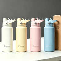 Bouteille d'eau isotherme avec revêtement en cuivre 1L, revêtement en caoutchouc, anti-fuite, double couvercle, maintien de la chaleur 24H pour les trajets quotidiens, sans BPA, logo personnalisé