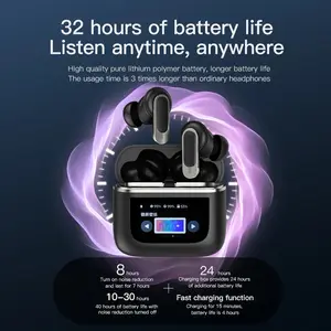 V8 TWS Tour Pro 2 Écran tactile LCD intelligent ANC ENC Réduction du bruit Charge rapide Écouteurs bluetooth sans fil avec réveil