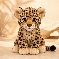 Peluche brodée de designer, motif léopard, bébé léopard assis, peluche douce tachetée pour anniversaire, anti-stress, cadeau sur le thème de la faune