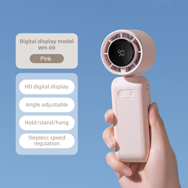 2025 OEM New High Speed Stepless Small Mini Usb Turbo Fan White Custom Logo Portable Handheld Fans Rechargeable With LED Display