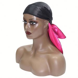 Custom Double 2 Layer Silky Durag Satin Dorag Long Tail Durags Head <b>Wrap</b> Headwear for Hair Protection Style Promotion Gift - Product Image 1