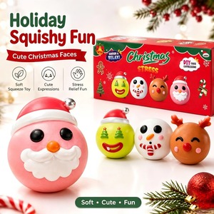 Pelotas Antiestrés Blandas con Caras Navideñas Adorables: Santa, Muñeco de Nieve, Reno - Juguete Sensorial para Aliviar el Estrés Navideño - Caja Sorpresa para Niños - Product Image 2