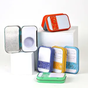 Recipiente para embalagem de pastilhas de hortelãs personalizadas, lata de metal com dobradiça, pequena caixa retangular em relevo para hortelãs