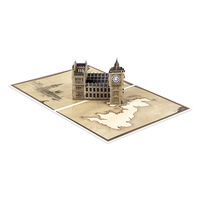 Carte pop-up 3D Big Ben, monument de Londres, découpée au laser, faite à la main, en papier, pour souvenir de voyage et cadeau