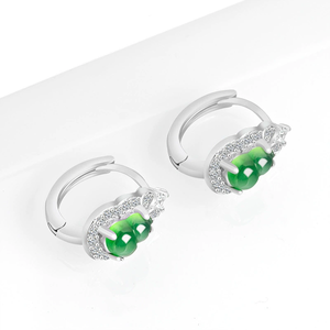 Pendientes redondos de jadeíta natural genuina de grado A, color verde amarillento, con engastes de jadeíta de grado hielo, plata S925, para mujer. - Product Image 3