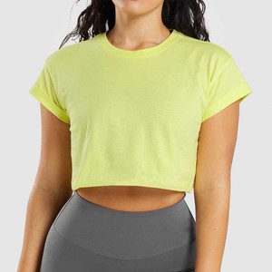 Summer Tee Women Solid Cropped T-Shirts High Quality <strong>Custom</strong> Logo Womens Graphic Midi Tee - Product Image 3