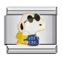 LAMOON Chaîne de bracelet à maillons en acier inoxydable motif Snoopy classique, compatible avec les charms italiens de 9 mm, pour la création de bijoux DIY pour femmes et hommes