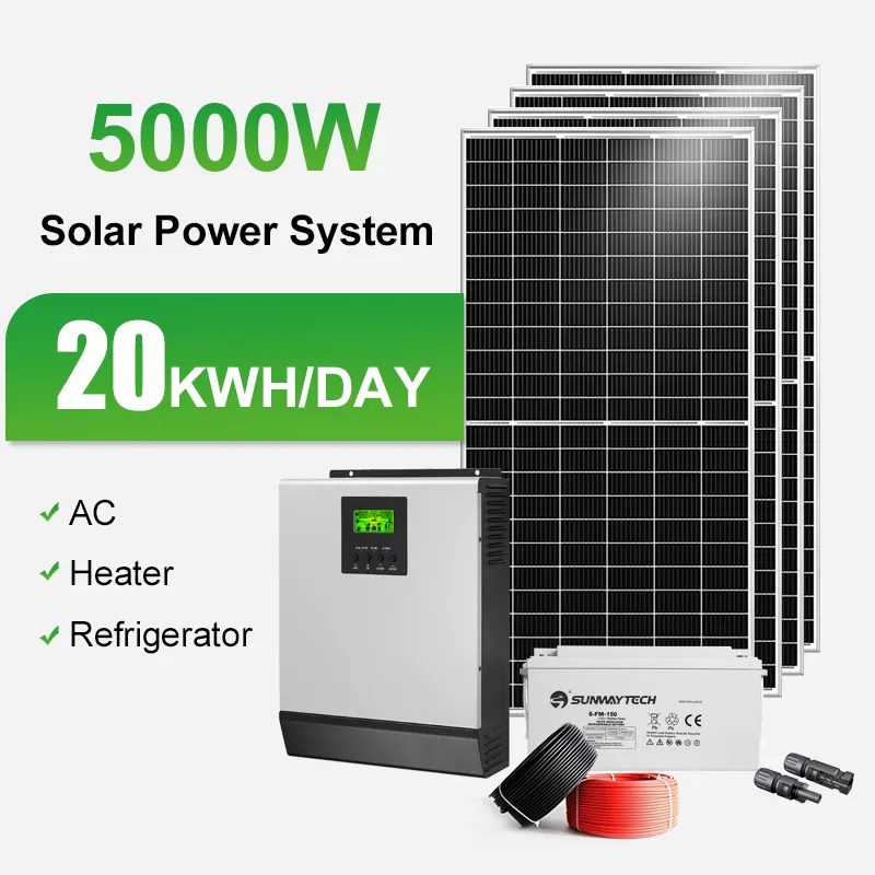 Sunway ระบบพลังงานแสงอาทิตย์แบบกริด3kW 5KW 10KW ระบบพลังงานแสงอาทิตย์ซ้อนกันสำหรับบ้าน