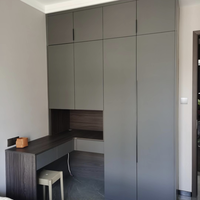 Armoire de rangement avec portes battantes et tiroirs, style minimaliste, en MDF blanc, bois d'ingénierie pour appartement