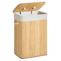 Vente en gros Panier à linge pliable en bambou avec couvercle pour le rangement de la maison pour la salle de bain