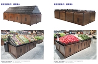 Supermarkt fruit- en groentekraam ontwerp, multiplex en staal, houten kleurdesign