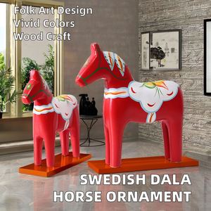 Figura Decorativa de Caballo Dala Pulida, Pintada a Mano, Estilo Folk, Estatua de Caballo Sueco, Clásica, de Madera, para Navidad - Product Image 3