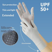Gants de protection solaire pour femmes, à doigts entiers, anti-UV, respirants, séchage rapide, en nylon, en soie glacée fine, antidérapants, compatibles écran tactile, pour l'été