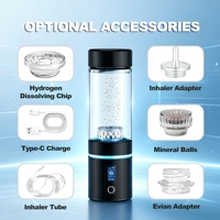Bouteille d'eau hydrogénée haute concentration 400 ml à double compartiment pour le bureau, la maison, le sport, les voyages avec 3000 ppb en 10 minutes, 4500 mAh