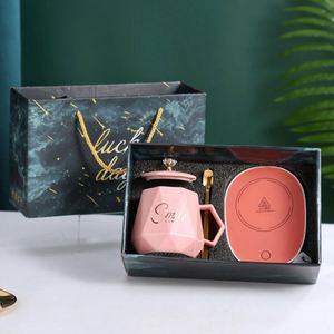 Ensemble de cadeaux de bienvenue personnalisés, tasse chauffante électrique en acier inoxydable thermostatée, noire, pour café, thé, avec charge USB, chauffage intelligent, portable - Product Image 3