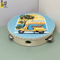 Tambourin miniature de 15 cm de diamètre, instrument de musique en bois, tambourin à main pour mariage, avec impression de citrons, jouet de tambour