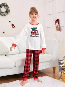 Conjuntos de Pijamas Navideños Familiares al por Mayor, Pantalones a Cuadros, Camisas Blancas, Pijamas Navideños para Bebés y Niños, Ropa de Dormir Navideña para Mujer - Product Image 2