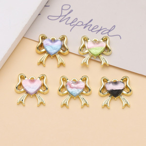 Pendentif en résine Cœur dégradé avec nœud, accessoires de bijoux DIY pour bracelet, collier, chaîne de téléphone, 1 pièce, sac OPP, origine Yiwu - Product Image 1