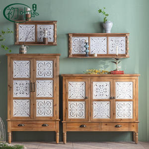 Natural <b>Wood</b> Color Entryway Shoe Cabinet American Country Style Living Room Tea Cabinet <b>Sideboard</b> Storage Furniture - Product Image 1