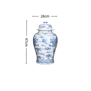 Vaso da Terra in Porcellana Blu e Bianca con Dragone e Fenice, Stile Art Déco, Fatto a Mano in Cina, Grande Capacità, Decorazione in Ceramica - Product Image 4
