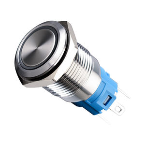 Interrupteur à bouton-poussoir combinant fonction momentanée, éclairage bleu et structure métallique dans une seule unité - Product Image 1