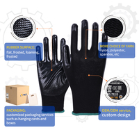 Gants de sécurité en polyester noir enduit de nitrile XINGYU 13 Gauge, vente en gros à bas prix, gants de travail en nitrile pour la sécurité au travail