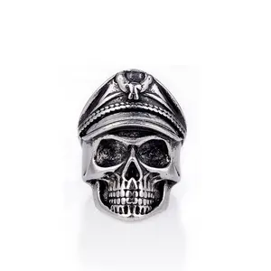 New 2021 retro mens hiphop skull rings jewelry women trendy alloy skeleton open adjustable rings Halloween jewelry wholesale
