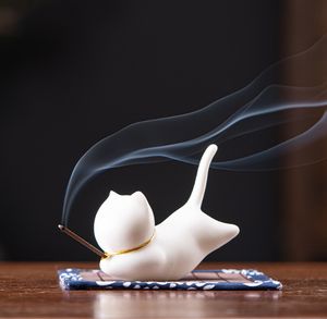 6,2*3,2*5,6 cm Keramik Aroma therapie Brenner Ornamente Katze Tee Haustier Stift halter Home Indoor Weihrauch Sockel Stick Weihrauch halter - Product Image 3