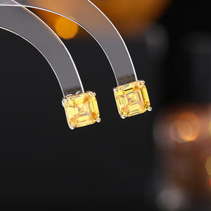 न्यूनतम रंगीन ज़िरकॉन स्टड बलियों 925 चांदी सुई ज्यामितीय वर्ग जिरकोन स्टड इयररिंग्स छोटे ज़िरकॉन स्टड ईयररिंग्स - Product Image 5