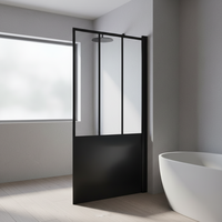 Cabine de douche à montage facile avec cadre en alliage d'aluminium et verre revêtu, installation DIY facile pour salle de bain, paroi de douche noire