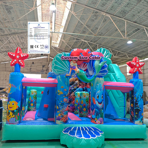 Castello Gonfiabile Commerciale con Scivolo a Tema Sirena per Bambini, Parco Giochi Gonfiabile per Bambini Oceano Sirena - Product Image 1