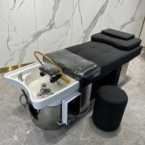 High Quality Stainless Steel Base Shampoo <b>Chair</b> <b>with</b> <b>Storage</b> Water Circulation for Barber Shops Dining Park & Exterior Use - Product Image 1