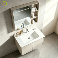 Ensemble de meuble-lavabo mural personnalisé en PVC résistant à l'eau avec miroir et vasque pour salle de bain - Vente en gros