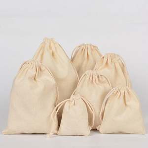 Bolsas de Muselina de Algodón Reutilizables de 17*23cm con Cordón, Impresión de Logotipo Personalizado, Embalaje de Joyería Navideña para Cosméticos y Manualidades, Reciclables - Product Image 1